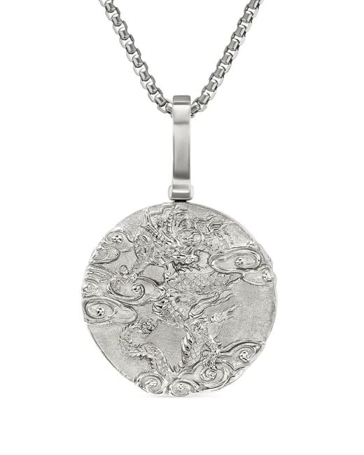 David Yurman White Sterling Dragon Amulet (30.9Mm) for men