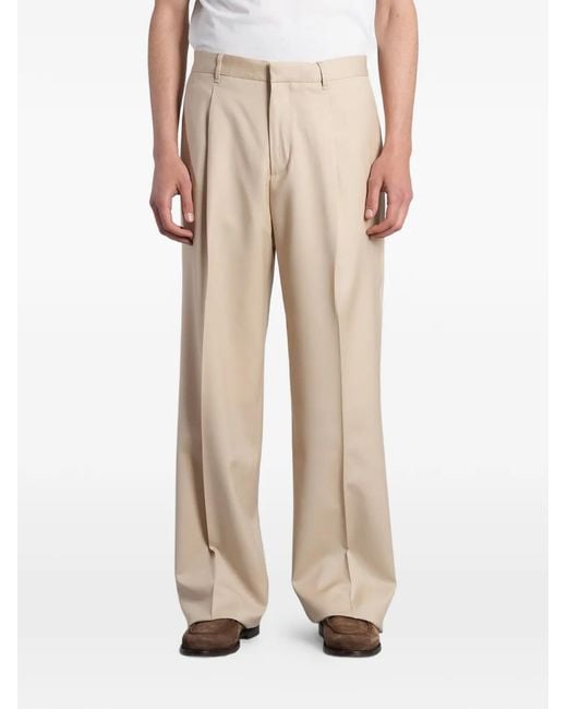 Lardini Natural Pleated-Detail Pressed-Crease Trousers for men