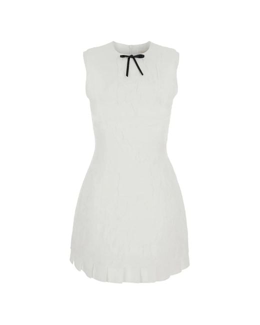 ShuShu/Tong White Tie-Detail Sleeveless Pleated Mini Dress