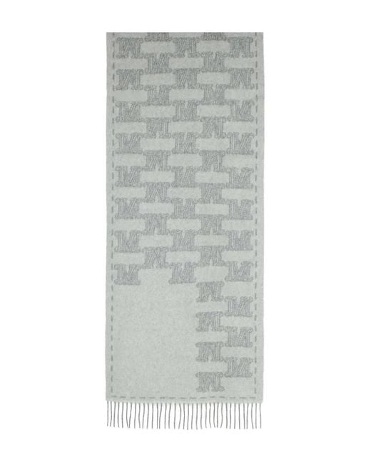 Max Mara Gray Jacquard-Monogram Cashmere Scarf