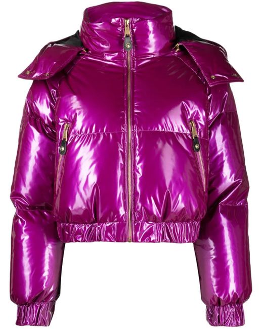 Versace Jeans Couture フーデッド パデッドジャケット Purple