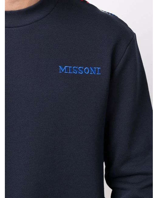 Missoni Blue Zig-Zag Detail Logo Sweatshirt for men