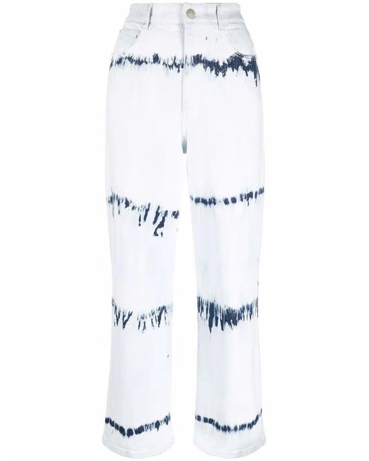 Stella McCartney White Tie-Dye Cropped Jeans