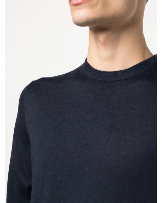 Corneliani Blue Fine-Knit Long-Sleeve Jumper for men