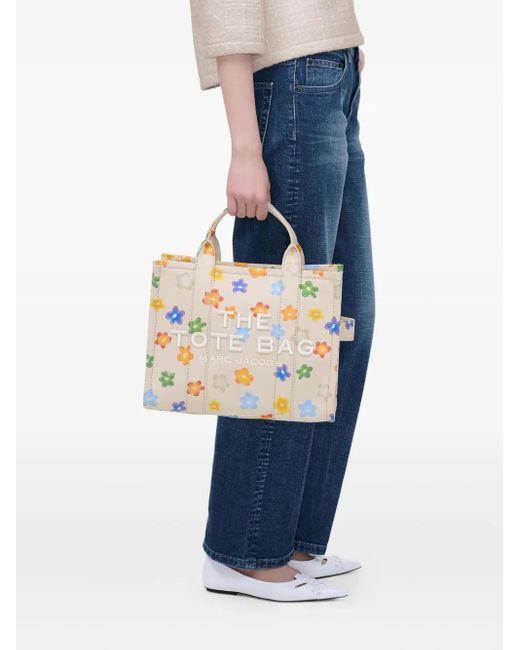 Marc Jacobs Metallic The Medium Tote Wild Daisy Canvas Bag