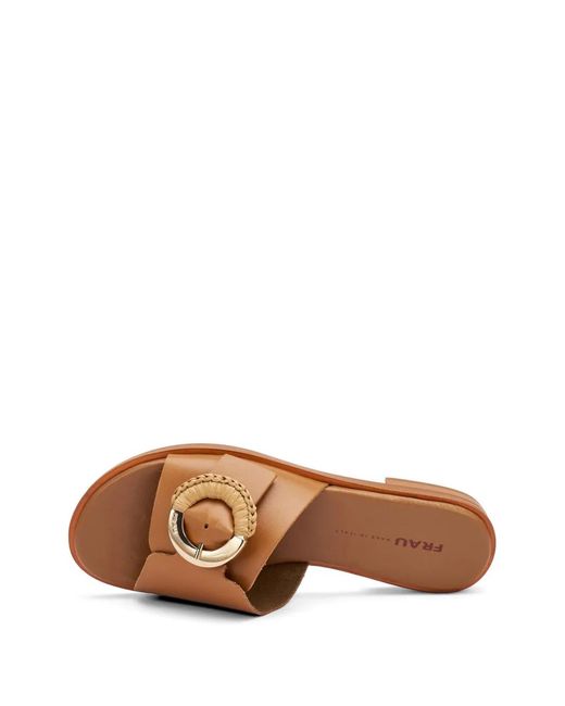 Frau Brown Buckle-Detail Leather Sliders