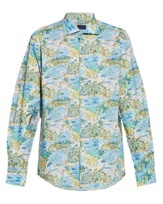 Paul & Shark Overhemd Met Grafische Print in het Blue voor heren