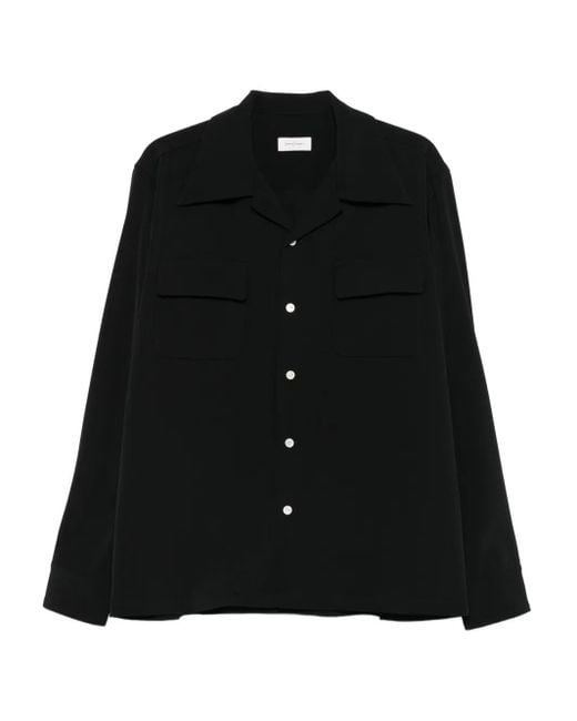 Second/Layer Black Double-Pocket Shirt for men