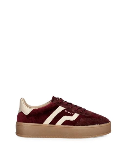 Gant Brown Suede-Panelled Platform Sneakers