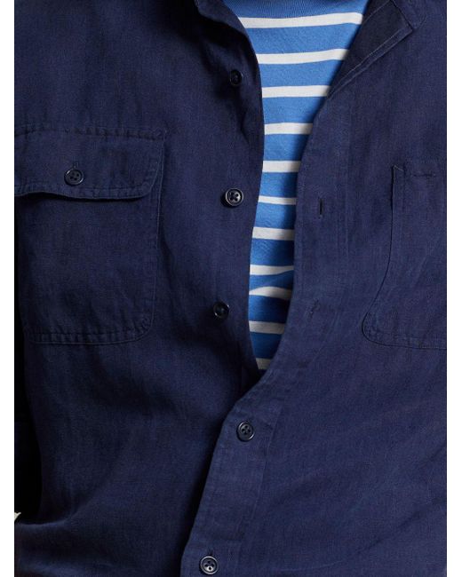 Polo Ralph Lauren Blue Linen-Blend Button-Up Shirt for men