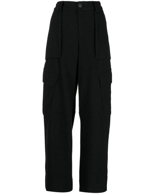 Vince Black Flannel Wide-Leg Trousers