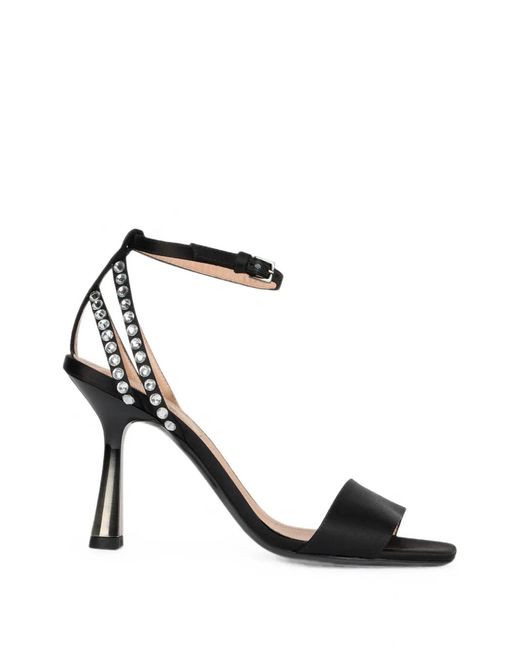 Alberta Ferretti Black Crystal-Embellished Ankle-Strap Sandals