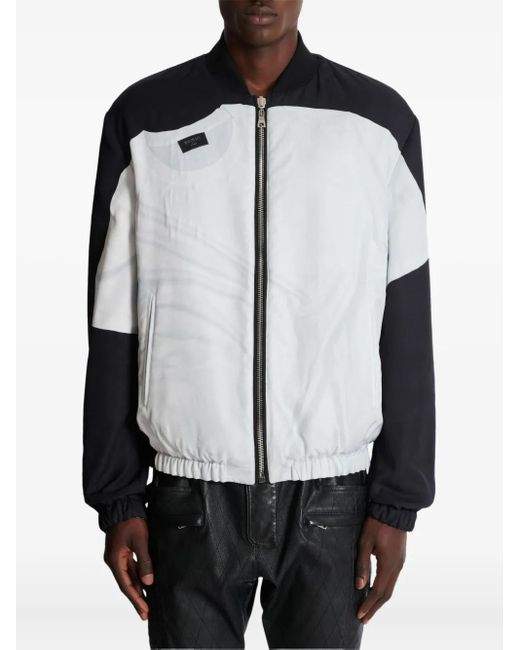 Balmain Black Trompe L'Oeil-Print Bomber Jacket for men