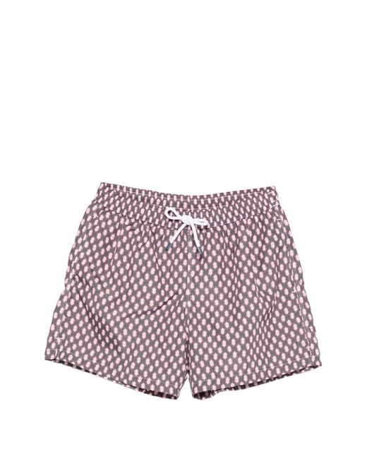 Fedeli Purple Madeira Patterned Swim Shorts for men