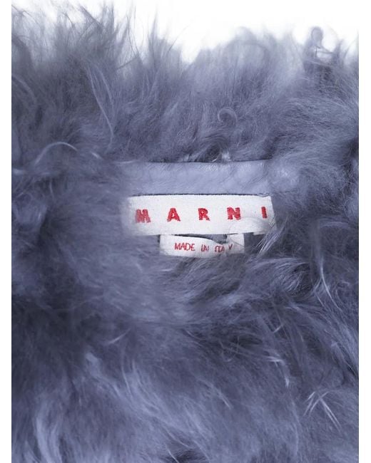 Marni Blue Button Fur Jacket