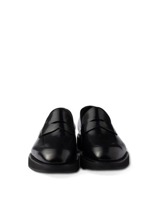 Prada Black Leather Penny Loafers for men
