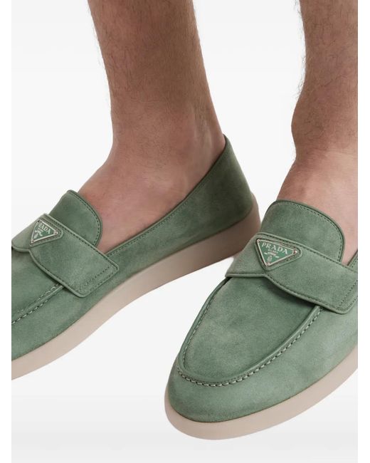 Prada Green Suede Loafers for men