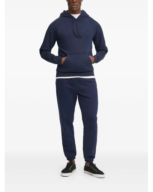 HUGO Blue Logo-Embroidered Hoodie for men