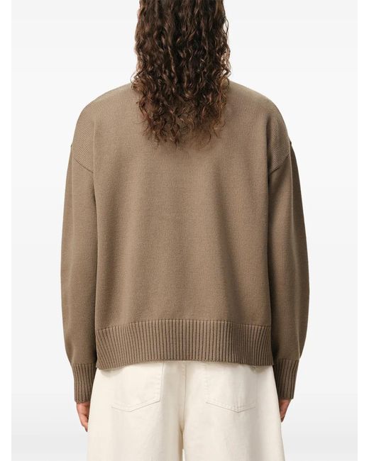 AMI Natural Taupe Ecru Wool Crewneck Sweater