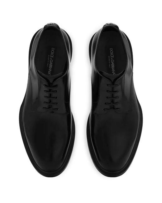 Dolce & Gabbana Black Calf Leather Derby Shoes for men