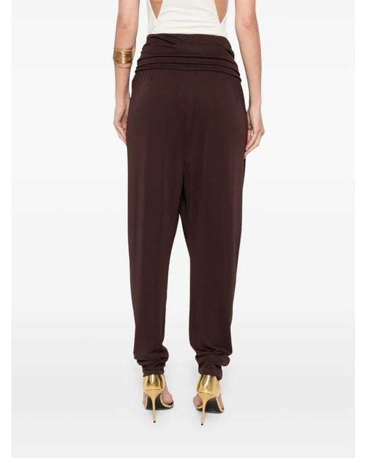 ANDAMANE Brown Draped Trousers