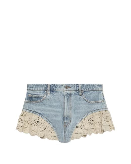 FRAME Blue The Crochet Denim Shorts