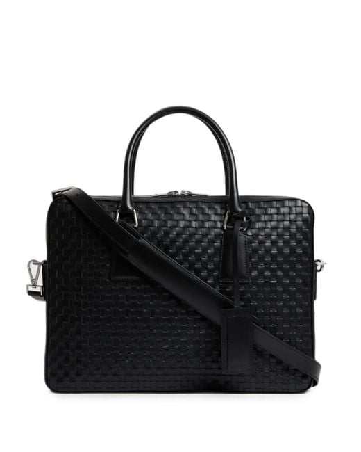 Sandro Black Woven Leather Briefcase for men