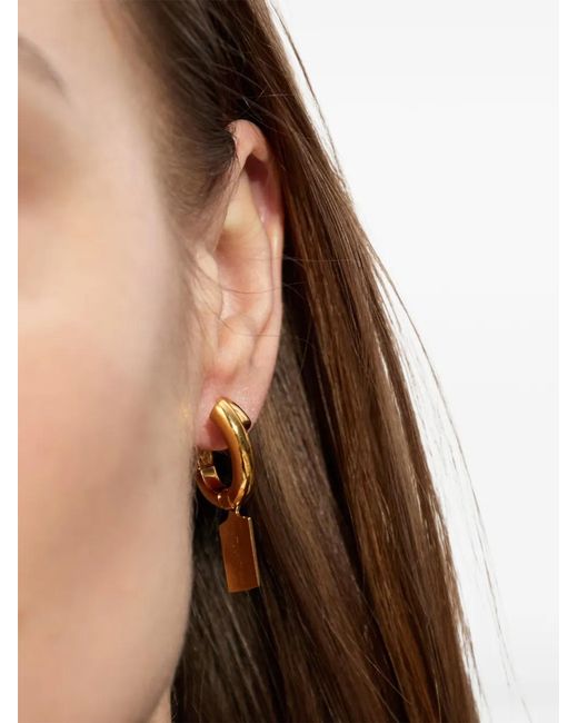 Balenciaga Metallic Rectangular Drop Earrings
