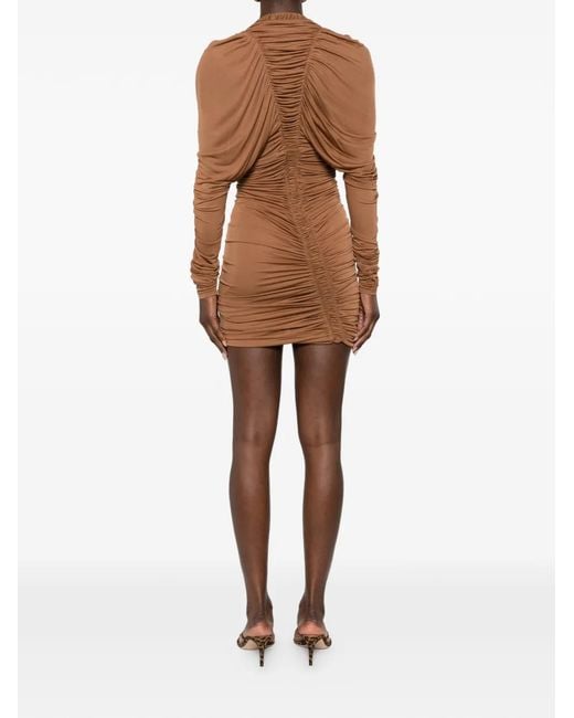 Christopher Esber Brown Orion Ls Long-Sleeve Mini Dress