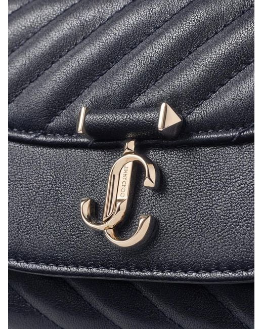 Jimmy Choo Blue Small Curve Quilted Logo-Plaque Crossbody Bag