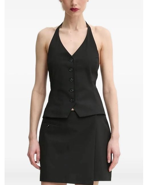 Samsøe & Samsøe Black Saneem Halter-Neck Button Top