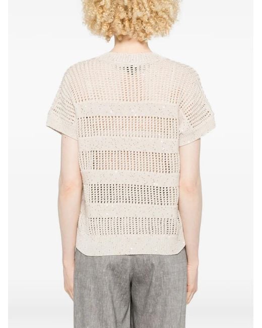 Peserico White V-Neck Sweater