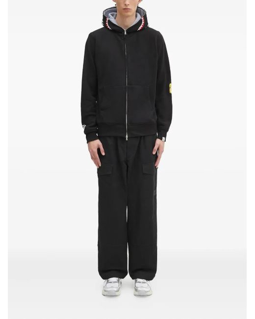 A Bathing Ape Black Shark Zip-Up Hoodie for men