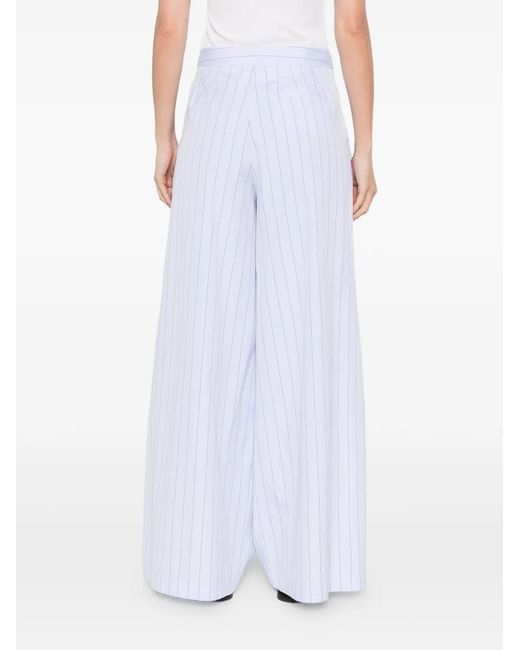 Erika Cavallini Semi Couture White Pantalon Plissé À Fines Rayures