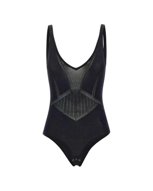 Elisabetta Franchi Black Openwork Knit Bodysuit