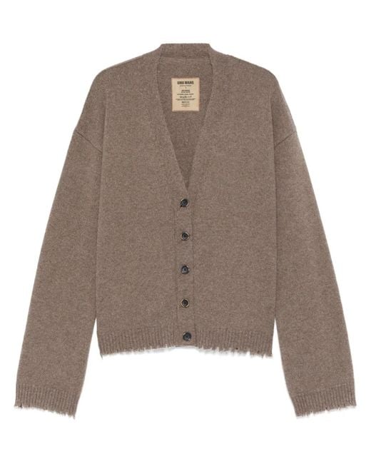 Uma Wang Brown Oversized Cashmere Button-Front V-Neck Cardigan