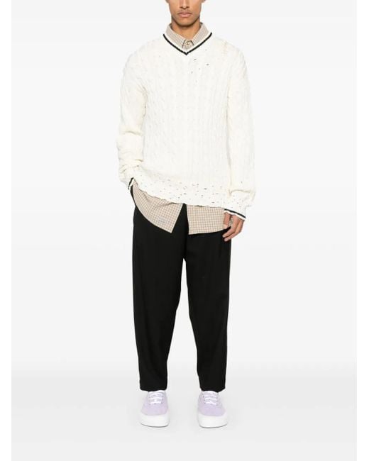 Marni White Cable-Knit Sweater for men