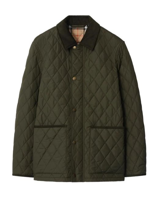 Burberry Green Quilted Corduroy-Collar Jacket for men