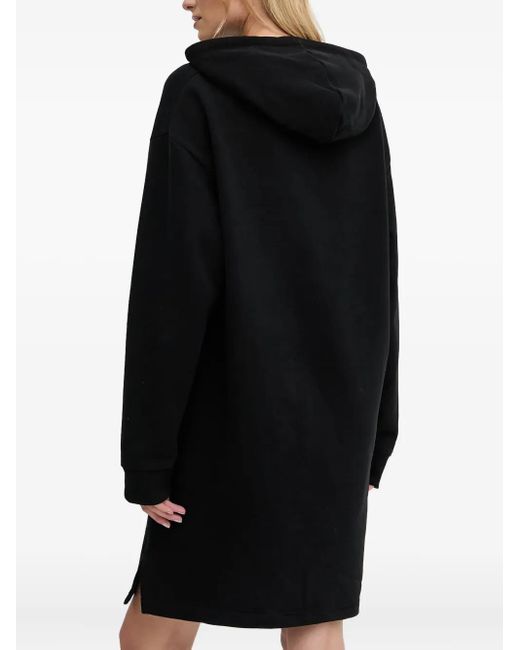 Karl Lagerfeld Black Logo-Embroidered Hooded Midi Dress