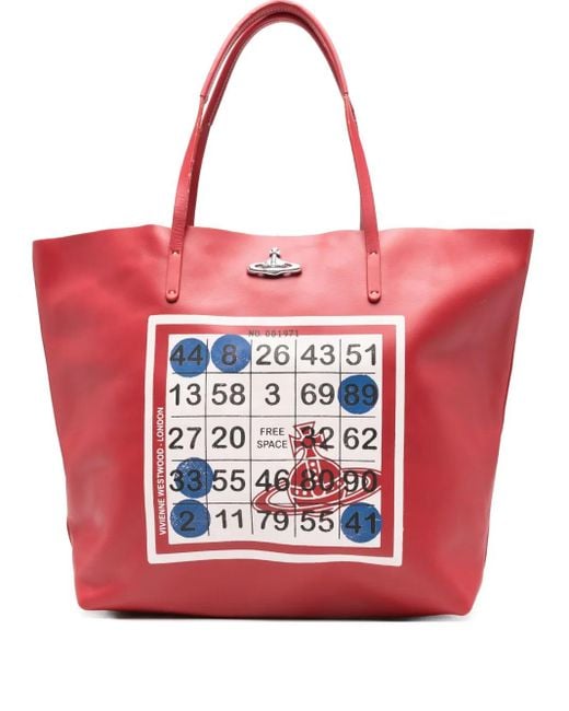 Vivienne Westwood Red Verzierter Tote Bag mit Bingo-Print