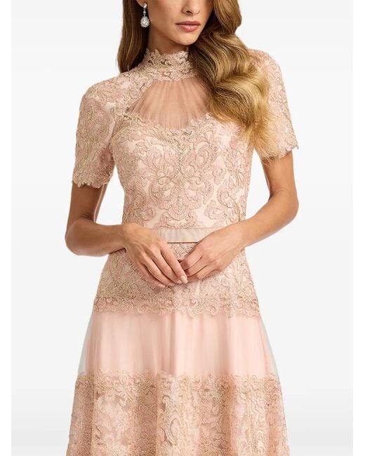 Tadashi Shoji Pink Stelly Lotus Embroidered Midi Dress