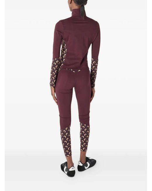 MARINE SERRE Red Moon-Print Panelled Leggings
