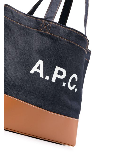 A.P.C. Blue Axel Denim Tote Bag for men