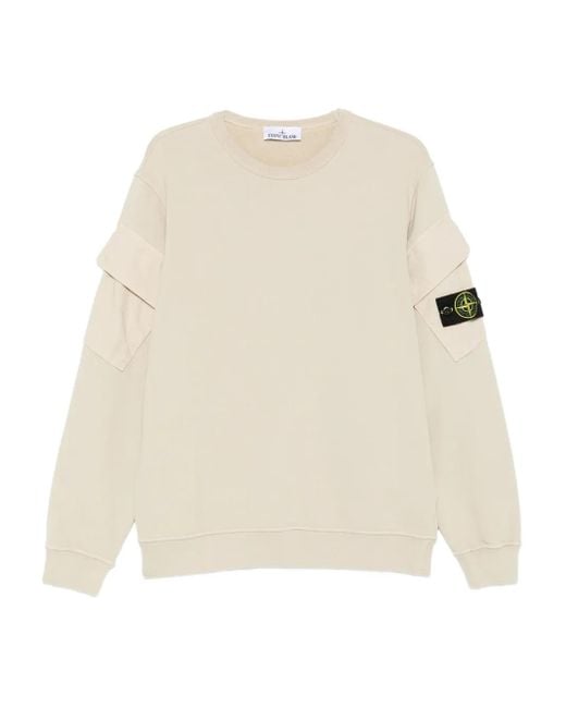 Stone Island Natural 'Brushed Organic Cotton' Sweatshirt for men