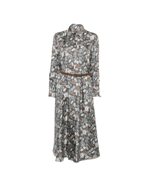Max Mara White Printed Collared Dress