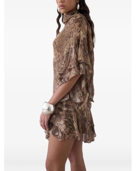 De La Vali Natural Sol Ruffled Mini Dress