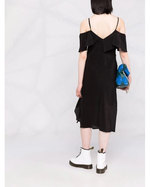 Gold Hawk Black Ruffle-Detail V-Neck Dress