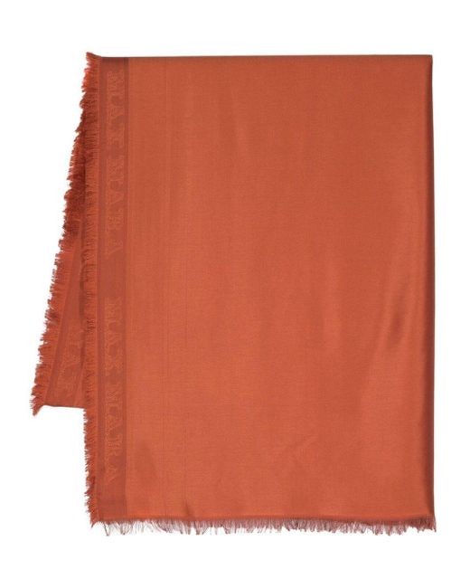 Écharpe en soie mélangée à bords francs Max Mara en coloris Orange
