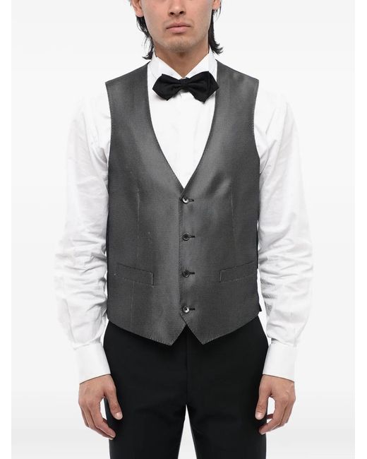 Corneliani Gray Single-Breasted Silk Waistcoat for men