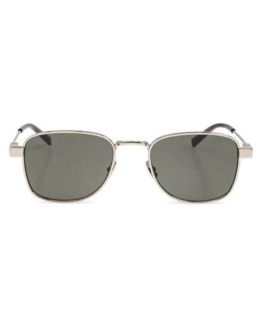 Saint Laurent Gray Square Metal Tinted Sunglasses for men